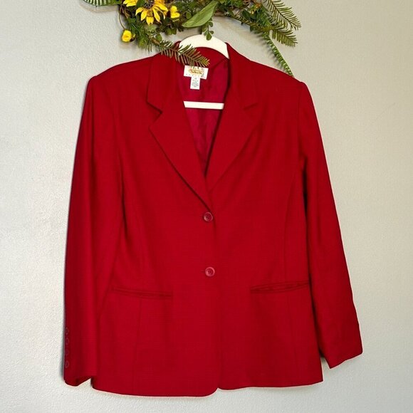 Talbots Wool Blend Red Blazer Size 10 P - Picture 1 of 9